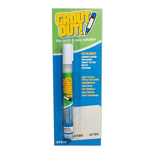 Grout Refreshing Pen – The Quick & Easy Solution for Tile Lines | Fine Tip | Waterproof, Non-Toxic, Pet Friendly, Fast Drying, Covers up to 150ft (White, 0.24 fl oz)