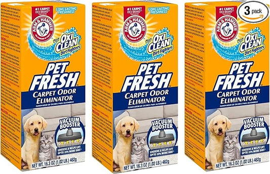 Arm & Hammer Pet Fresh Carpet Odor Eliminator Plus Oxi Clean Dirt Fighters (Pack of 3), 48.9 Ounce