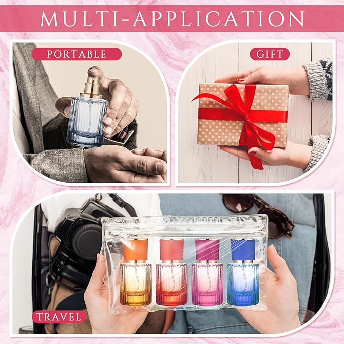 12 Pcs 30 ml Perfume Cologne Bottles Empty Refillable Travel Glass Chic Empty Perfume Spray Bottles Decorative Set for Men Women Portable Dispenser Fragrance Container Set