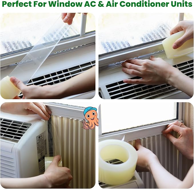 ECOHomes Window Weather Sealing Tape | Winter Weather Stripping Tape to Block Cold Drafts Through Window Gaps and AC Units, Insulation Seal and Draft Blocker for Home (2 Inch by 180 FT, Clear)