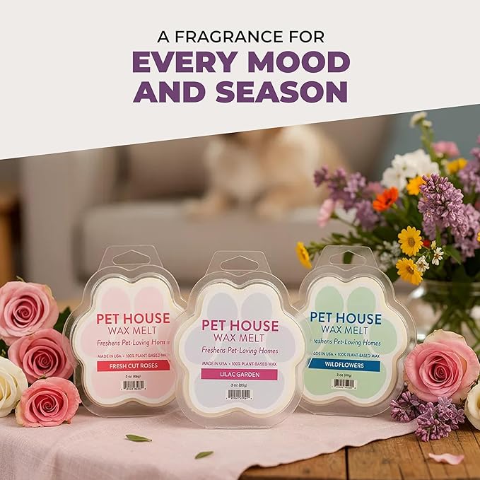One Fur All Pet House Scented Wax Melts, Natural, Plant Based Soy Wax Melts for Pet Odor, Long Lasting Fragrance for Fresh Smelling Homes, Winter Fig