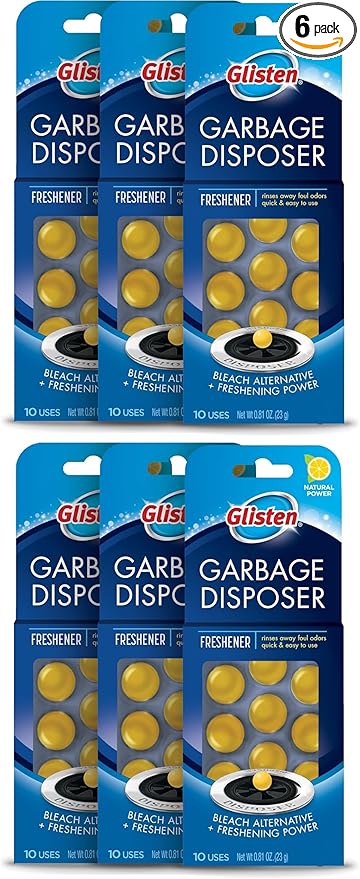 Glisten Garbage Disposer Freshener, Lemon Scent, 6-Pack