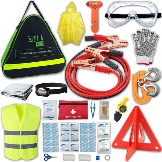 HolaKit 55-Piece Car Emergency Kit with Jumper Cables - Image 1
