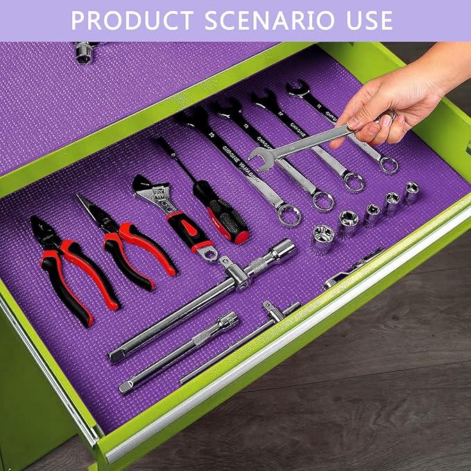 Foam Toolbox Liner Drawer Mat 1/8 Inch Thick X 24 Inch Wide X 24 Ft Long Purple, No Slip for Protecting Cabinet, Garage, Cart, Tool Box