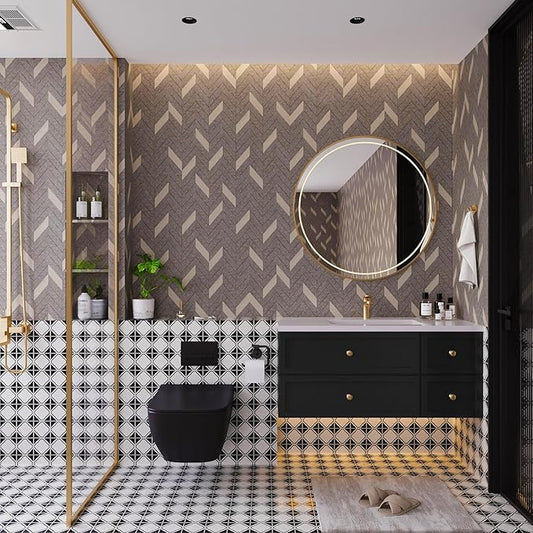 Herringbone Peel and Stick Wallpaper Geometric Wallpaper Boho Contact Paper for Cabinets Stripe Wallpaper for Bedroom 16''×354'' Adhesive Removable Waterproof Wall Paper for Bathroom Laundry Room