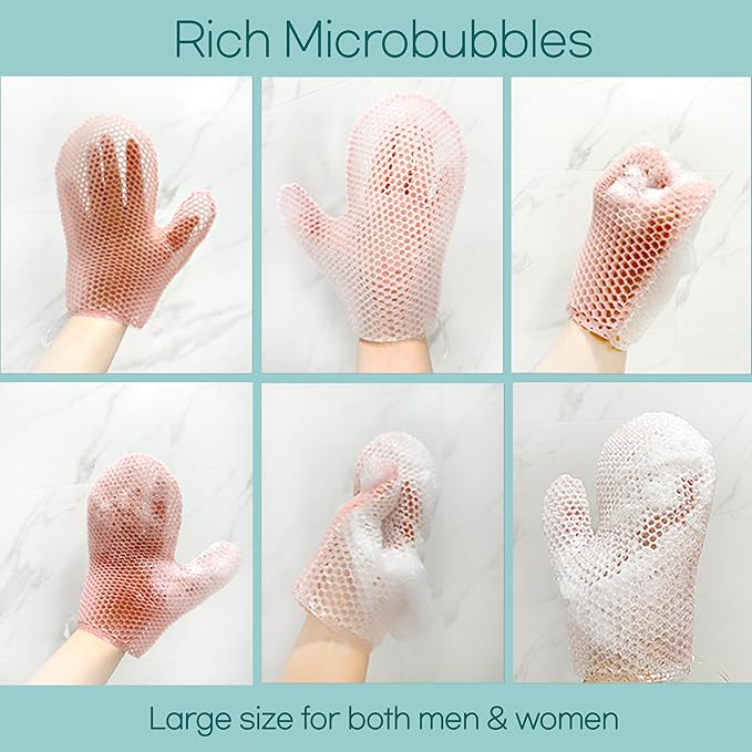 Body Glove, Honeycomb Exfoliating Glove for Sensitive Skin, Body Scrubber Mitt, Massage for Wet or Dry Skin (Pink)