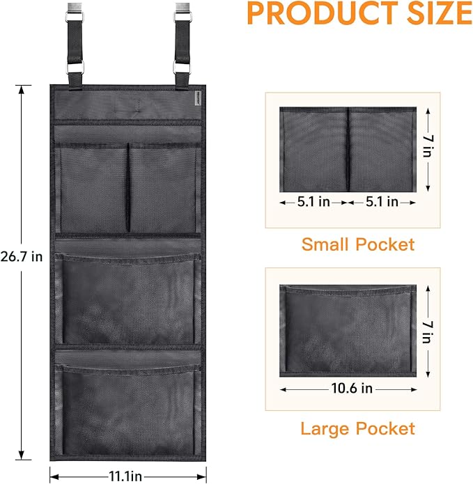 Gun Safe Door Organizer - 4 Large Pockets for Easy Storage | Locker Hanging Organizer for Gun Cabinet, Police Locker, Gym & Closet | Quick Installation, Durable 1680 Oxford Cloth