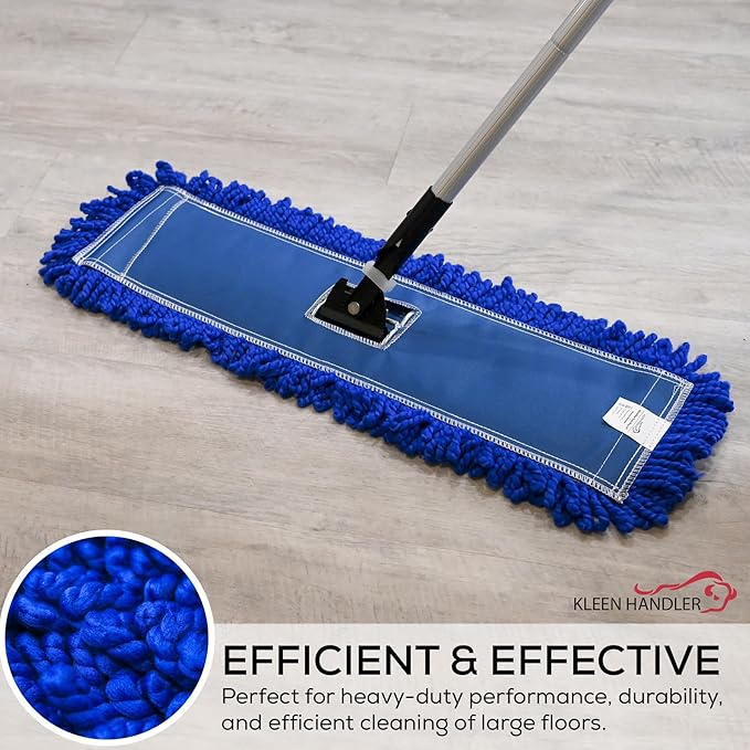 Kleen Handler 24 inch Microfiber Dust Mop | Medium Washable Commercial Mop Head Replacement, Pack of 12
