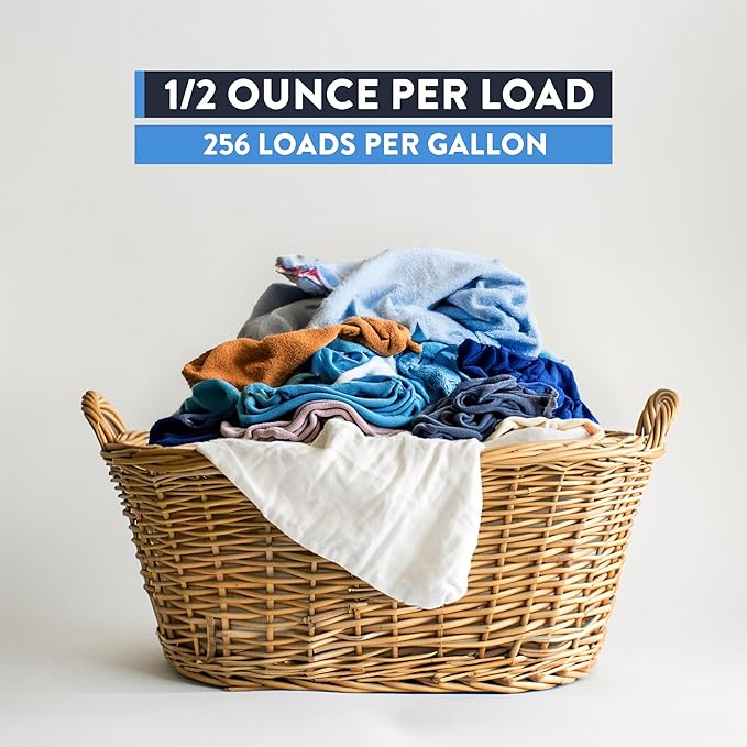 Blue Max Industrial-Strength Laundry Detergent Concentrate - Safely Clean 256 Loads Per Gallon, 1/2 Ounce Per Load, Heavy Duty Concentrated Commercial Formula, 5 Liquid Gallon Cube, Pack of 1