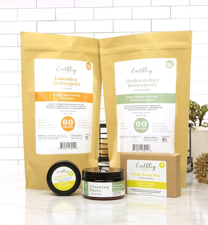 Earthley Wellness Laundry Detergent, Natural, Gentle & Effective for Sensitive Skin, Safe for Baby Clothes & Cloth Diapers, Biodegradable, Eco-Friendly, Plant-Based Cleaners (60 Loads, Citrus)
