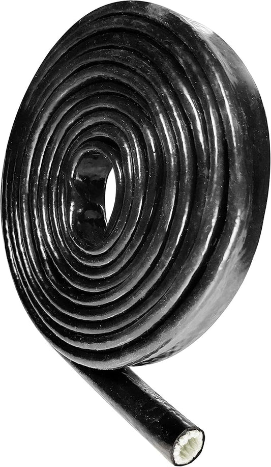 3/8 ID Heat Shielded Fire Thermo Armor Fire Sleeve Silicone Coated Fiberglass for Hose Lines & Electrical Wiring Black, 5 feet