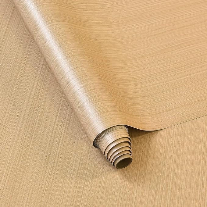 Light Wood Contact Paper Oak Contact Paper for Countertops Yellow/Brown Faux Wood Wallpaper Peel and Stick Cabinet Covering 16"×197" Wood Countertop Covers Vintage Wood Grain Vinyl Wrap Wall Paper