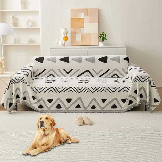 HAOMAIJIA Non Slip Couch Cover Sofa Covers for 3 Cushion Couch Washable sectional Couch Covers for Dogs pet Furniture Protector Couch Cover Blanket for Living Room (My-Black, 71"x134")