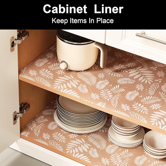 Cooyes Shelf and Drawer Liners for Kitchen Cabinets, Non Adhesive Cabinet Liner, EVA Waterproof Durable Non-Slip Drawer Mats for Shelves, Refrigerator, Storage, Desks（23.6" W x 118" L）
