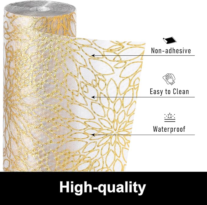 Cooyes Shelf Liners for Kitchen Cabinets Refrigerator Liners Waterproof & Oil-Proof Kitchen Cupboard Liner Drawer Mats EVA Material Non Adhesive Fridge Liner for Shelves（23.6" W x 360" L）