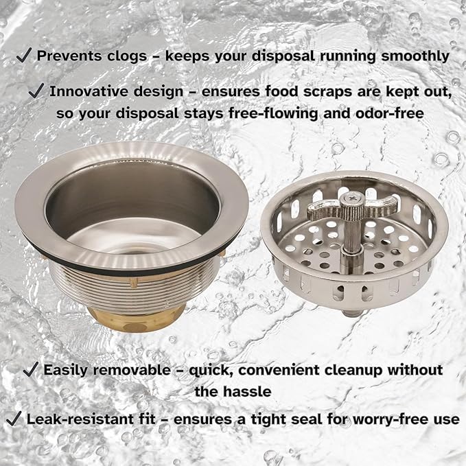 Westbrass Wing Nut Style Large Kitchen Sink Basket Strainer, 2 Pack, Satin Nickel, D2135-07