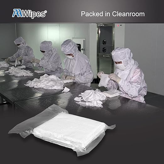 AAwipes Cleanroom Microfiber Wipes 4"x4" Knitted Superfine (400 Counts/Bag, 180gsm, Polyester-Polyamide, #MF18004) High-End Lint Free Cloths for Fiber Optics, Laser Sealed Edge, Class 100 Cloths