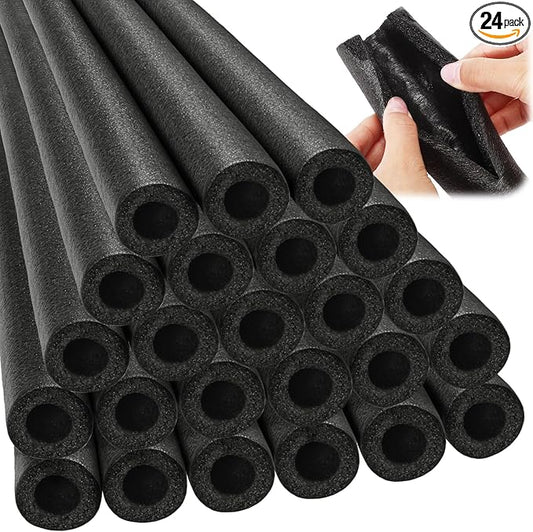 Amylove 24 Pcs 3.3 Feet Foam Pipe Insulation Foam Tube Insulating Water Pipe Pool Swim Noodles Pre Slit Heat Preservation Pipes Covers for Tubing Outdoor Winter Freeze Protection(Black,1 Inch)