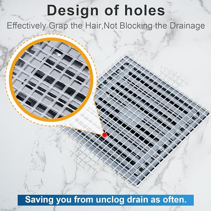 INVIHUG,25 Pack, Disposable Shower Drain Hair Catcher Mesh Stickers,Disposable Hair Drain Catcher. (4.1inch Square)