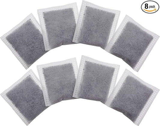 8 Pack Compact Activated Charcoal Odor Absorbing Filter Refill Deodorizer Compatible with iTouchless Cans 2.5 Gal, 3 Gal, 4 Gal and Other Small Trash Cans Under 8 Gallons with Filter Compartment