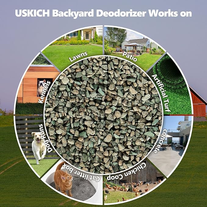 USKICH Backyard Deodorizer,48 lbs Yard Odor Eliminator,Eliminates Stool & Urine Odor on Potty Patches,Artificial Turf,Grass,Lawns,Patios,Concrete&Playgrounds-Cat Litter Box Odor Eliminator&Freshener