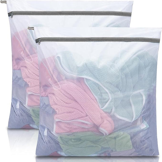 Extra Large Mesh Laundry Bags for Delicates,30"x30" Laundry Bags Mesh Wash Bags for Washing Machine, Delicate Laundry Bag, Travel Clothing Storage Bags for Cruise, Camping, College (2 Pack)