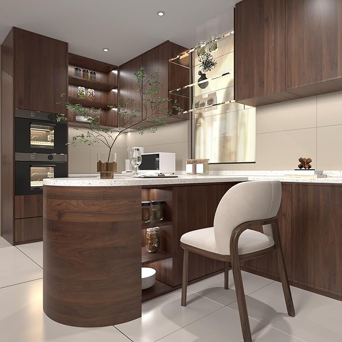 BOMENG Large Walnut Wood Wallpaper Peel and Stick Matte 32"x591" Dark Brown Wood Contact Paper Waterproof Removable Faux Wood Grain Vinyl Wrap Countertop Paper for Drawer Liner Cabinets Walls Desk