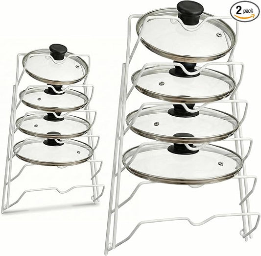 Evelots 6 Pot Lid Organizer for Cabinet or Pantry Wall - Cupboard Door Pots and Pans Organizer - Glass or Metal Pan Covers Cabinet Organizer - Rack Hanger Dividers - Set of 2