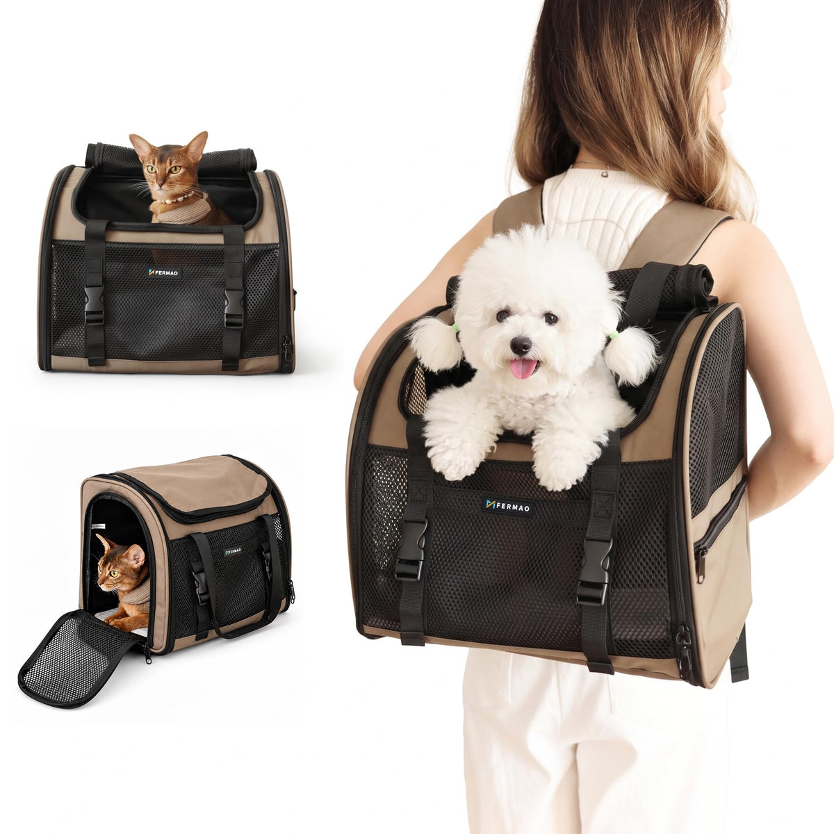 Dog Carrier Backpack for Small Dogs and Cats, Breathable - Image 1