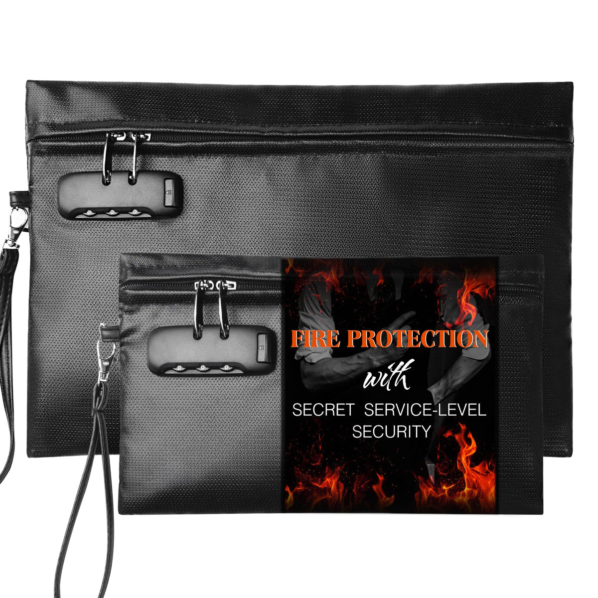 Fireproof Document Bag Set with Lock, 2 Pcs Money Box for Cash & - Image 1