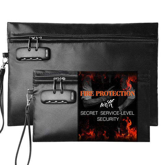 Fireproof Document Bag Set with Lock, 2 Pcs Money Box for Cash & - Image 1