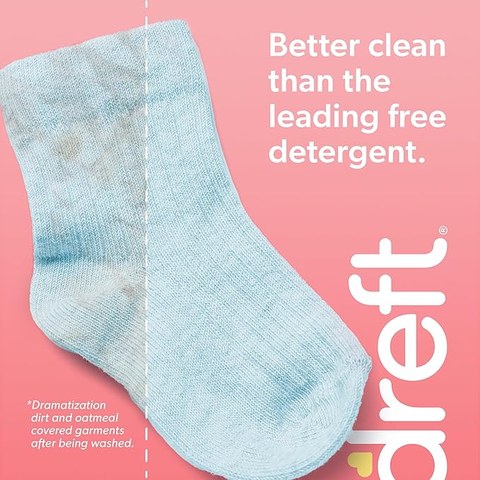 Dreft Free & Gentle Liquid Laundry Detergent, Free of Dyes and Perfumes for Families, 64 loads