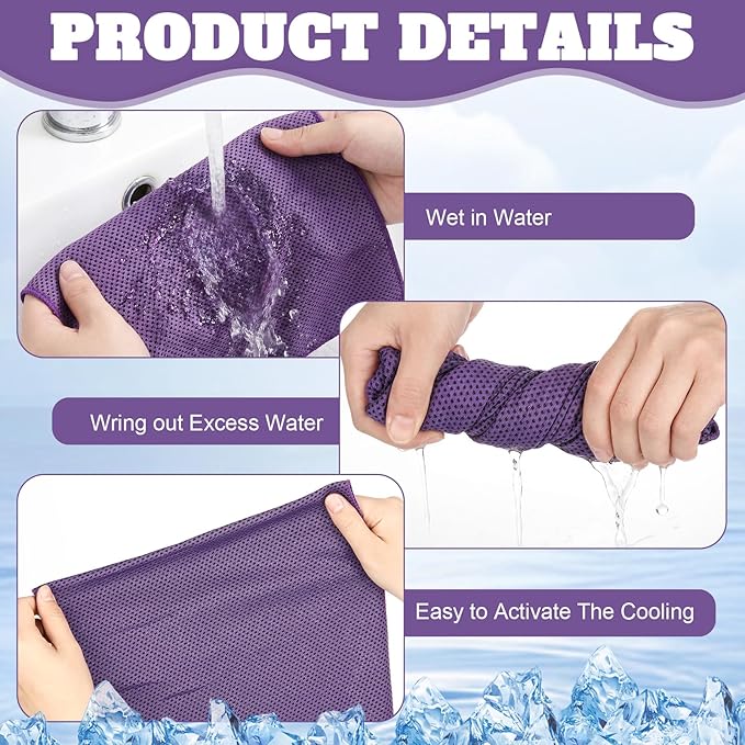 Honoson Cooling Towel Bulk - Neck & Face Cool Chilly Towels Microfiber Breathable Sport Sweat Rag for Gym, Yoga, Travel, Camping, Running, Outdoor