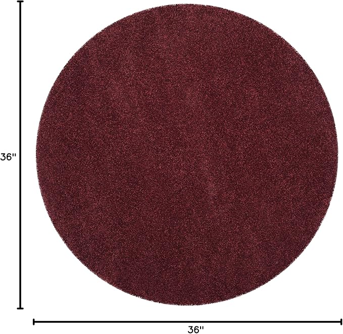 SAFAVIEH Santa Monica Shag Collection Accent Rug - 3' Round, Maroon, Non-Shedding & Easy Care, 2-inch Thick, Ideal for The Living Room, Dining Room, Bedroom (SGN725-4242-3R)