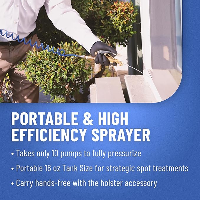 B&G - AccuSpray Elite Compact Sprayer (24000100) - 16 oz Stainless Steel Tank – Extenda-Ban Valve - 4-Way Crack & Crevice Tip – Includes Belt Holster