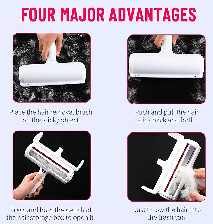 Reusable Pet Hair Remover Roller – Heavy Duty Manual Lint Roller for Dog & Cat Hair – Furniture, Couch, Carpet, Rugs & Car Seats – Durable ABS, Portable & Eco-Friendly