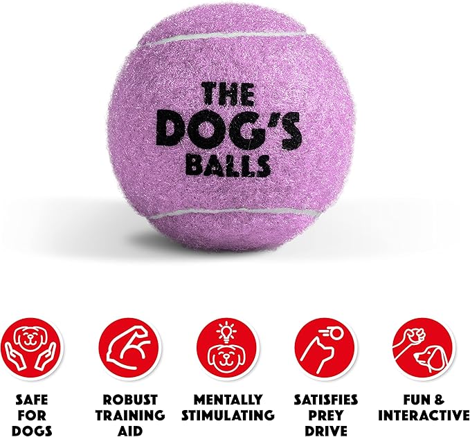 The Dog's Balls Dog Tennis Balls for Dogs, Lilac, 12-Pack - Non-Abrasive Felt Fetch Balls, Tough Rubber Core, Float in Water, Fits Standard Launchers