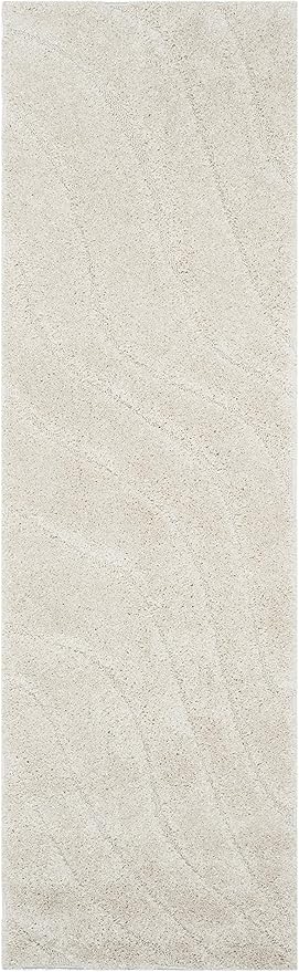 SAFAVIEH Florida Shag Collection Runner Rug - 2'3" x 9', Creme & Creme, Non-Shedding & Easy Care, 1.2-inch Thick Ideal for High Traffic Areas in Living Room, Bedroom (SG472-1111)