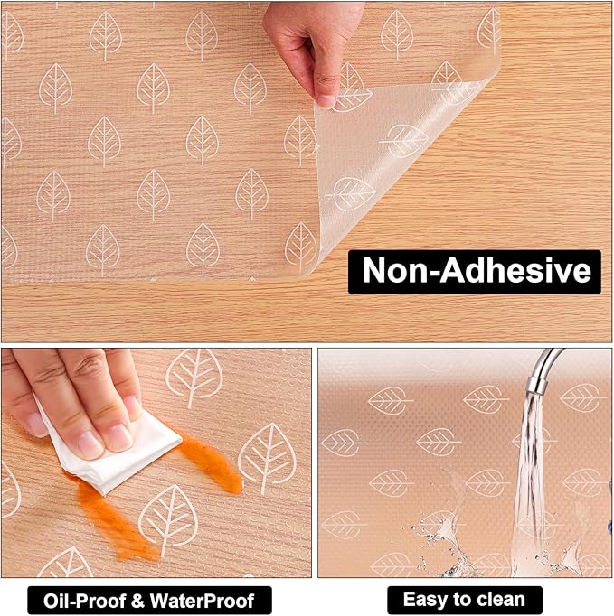 Cooyes Shelf Liners for Kitchen Cabinets, Waterproof and Oil-Proof Kitchen Cupboard Liner, Refrigerator Liners and Plastic Drawer Mats EVA Non Adhesive Shelves