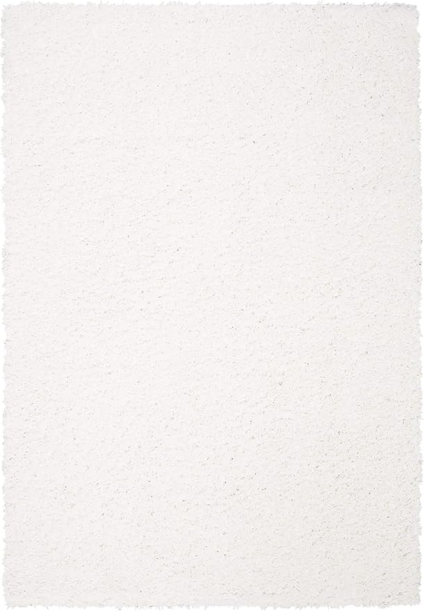 SAFAVIEH August Shag Collection Accent Rug - 4' x 6', White, Solid Design, Non-Shedding & Easy Care, 1.5-inch Thick Ideal for High Traffic Areas in Entryway, Living Room, Bedroom (AUG200A)