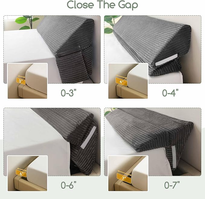 HIGOGOGO Twin Size Wedge Pillow for Headboard Gap - Multi Functional Mattress Wedge Bed Gap Filler Close The Gap (0-7") Between Your Mattress and Headboard or Wall (Grey 39"x11"x9")