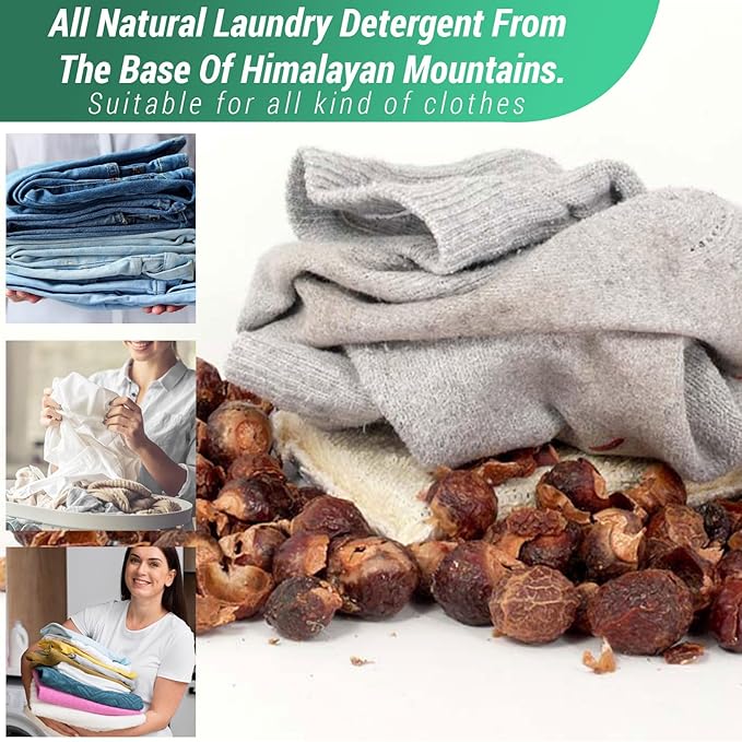 Cure wid Pure Organic Soap Nuts Deseeded 1kg/2.2Lb With 3 Wash Bags 360 Loads,Eco-friendly Soap Nuts Laundry Detergent,Chemical & Fragrance-free Organic Soap Berries Non-toxic Laundry Detergen