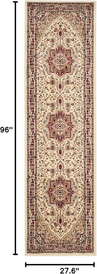 SAFAVIEH Lyndhurst Collection Runner Rug - 2'3" x 8', Ivory & Red, Traditional Oriental Design, Non-Shedding & Easy Care, Ideal for High Traffic Areas in Living Room, Bedroom (LNH330A)