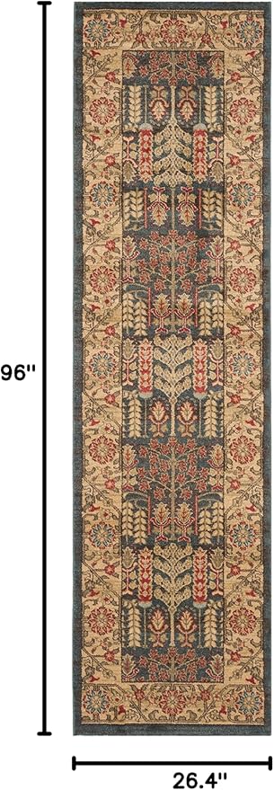 SAFAVIEH Mahal Collection Runner Rug - 2'2" x 8', Navy & Natural, Traditional Oriental Design, Non-Shedding & Easy Care, Ideal for High Traffic Areas in Living Room, Bedroom (MAH697E)