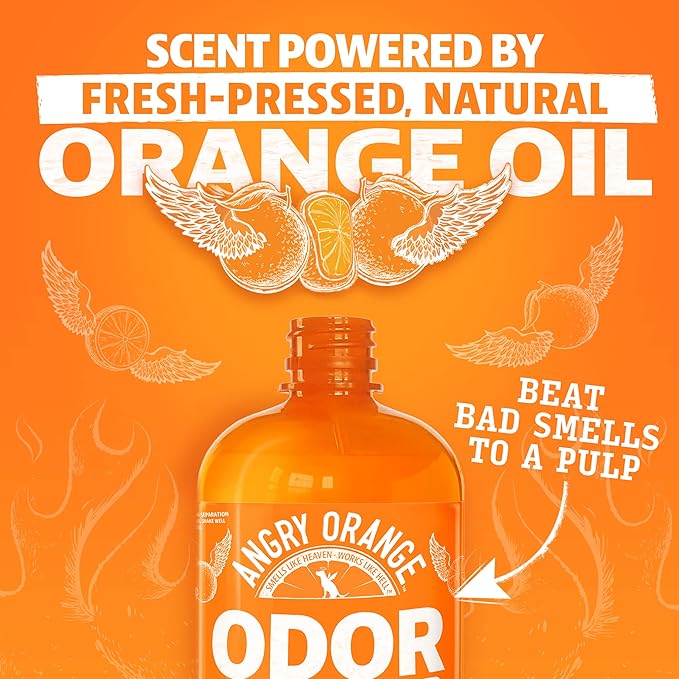 ANGRY ORANGE Air Freshener & Pet Odor Eliminator – 8 oz Concentrate (Makes 128 oz) + 6 oz Air Freshener