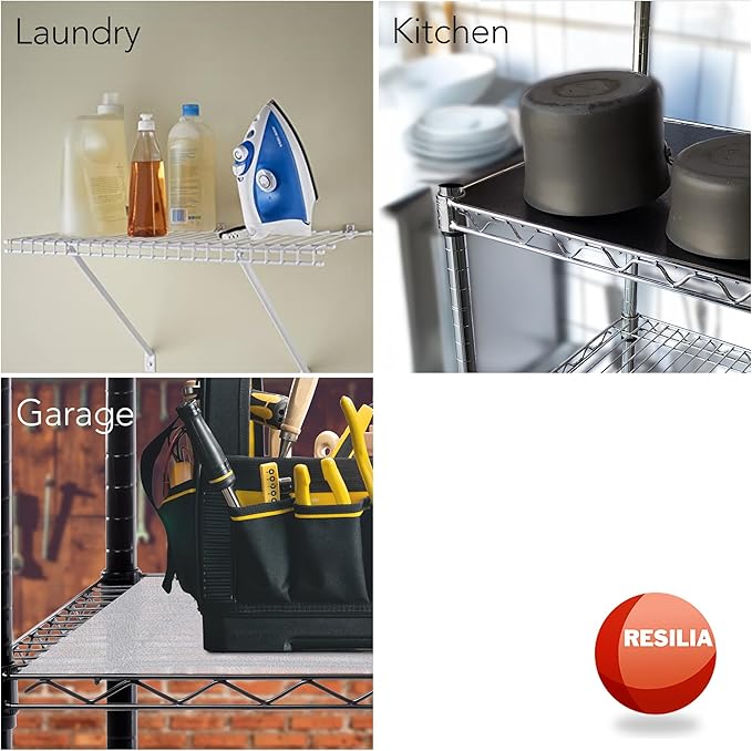 RESILIA Shelf Liner Set for Wire Shelving Rack – 5 Pack, 14 Inch Long x 30 Inch Wide, Clear Plastic Vinyl Covers for Kitchen, Pantry, & Garage Racks, Made in The USA