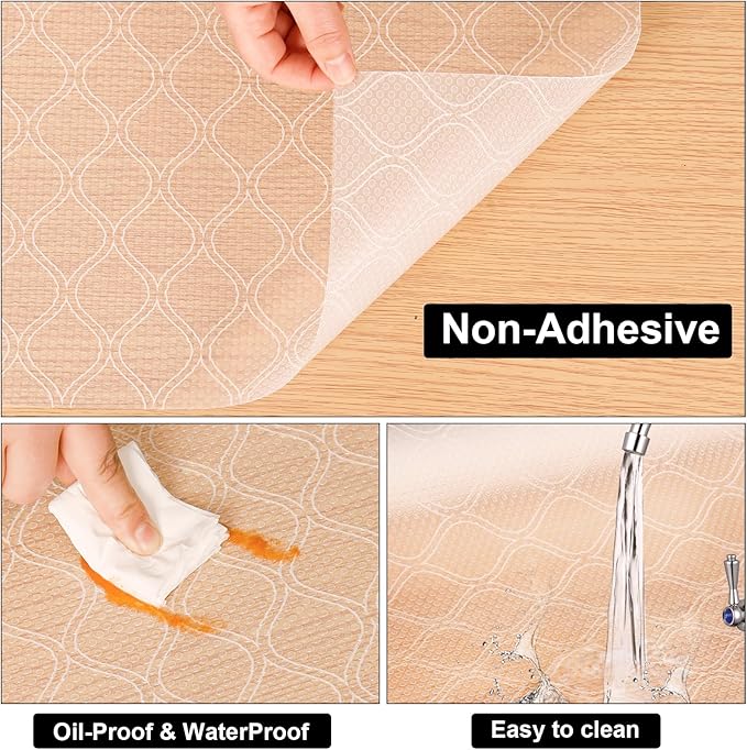 Cooyes Shelf Paper for Kitchen Cabinets Non Adhesive, Waterproof & Oil-Proof Kitchen Drawer Liner for Refrigerator Drawer Fridge Cupboard (23.6 Inch W x 354 Inch L)