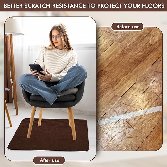 Recliner Pads for Hardwood Floors, Non Slip Recliner Grippers, Furniture Pads Floor Mats for Carpet, Anti Slide Office Chair Mat for Floor Protector, 35"x35" (2 Pack Coffee