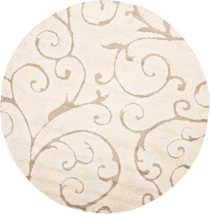 SAFAVIEH Florida Shag Collection Accent Rug - 3'3" x 5'3", Grey, Scroll Design, Non-Shedding & Easy Care, High-Low Plush Pile, Ideal for Living Room, Bedroom, Dining Space (SG455-8013)