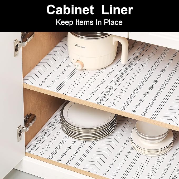 Cooyes Shelf Liner Drawer Liners, Shelf Liners for Kitchen Cabinets, Non Adhesive Cabinet Liner, EVA Waterproof Non-Slip Refrigerator Liners for Kitchen, Drawer（17.5" W x 360" L）